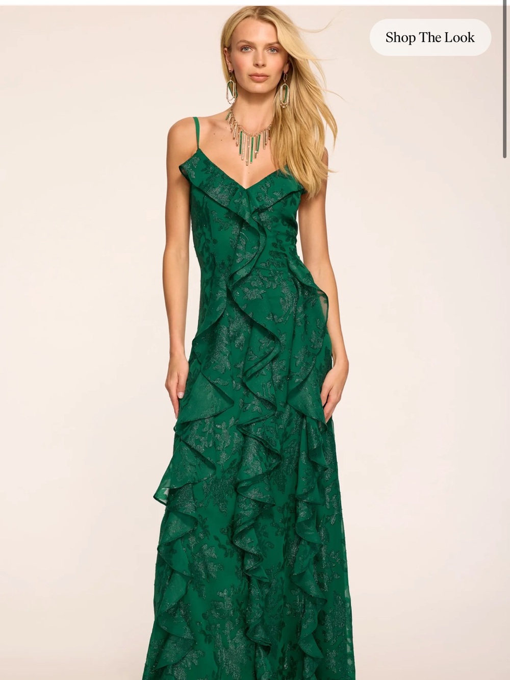 Ramy Brook Emerald Green Ruffle Maxi Dress